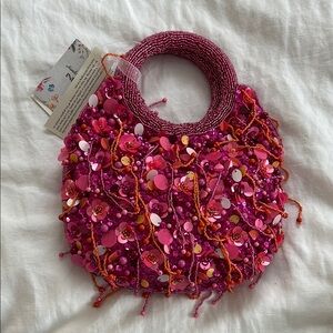 Made in India Pink Beaded Women's Bag